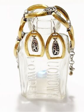 Brighton “Sensation” Two-Tone Gold & Silver Chunky Bracelet and Earrings Set